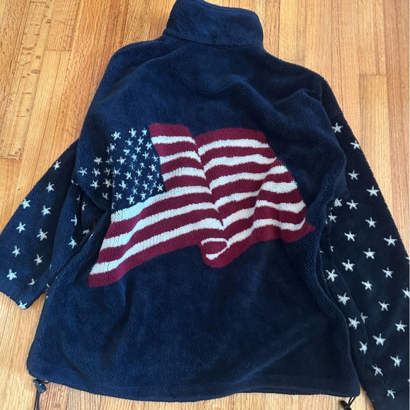 Bear Ridge Outfitters Mens L USA Fleece Full Zip Mock Neck Jacket Stars Navy - Picture 1 of 10
